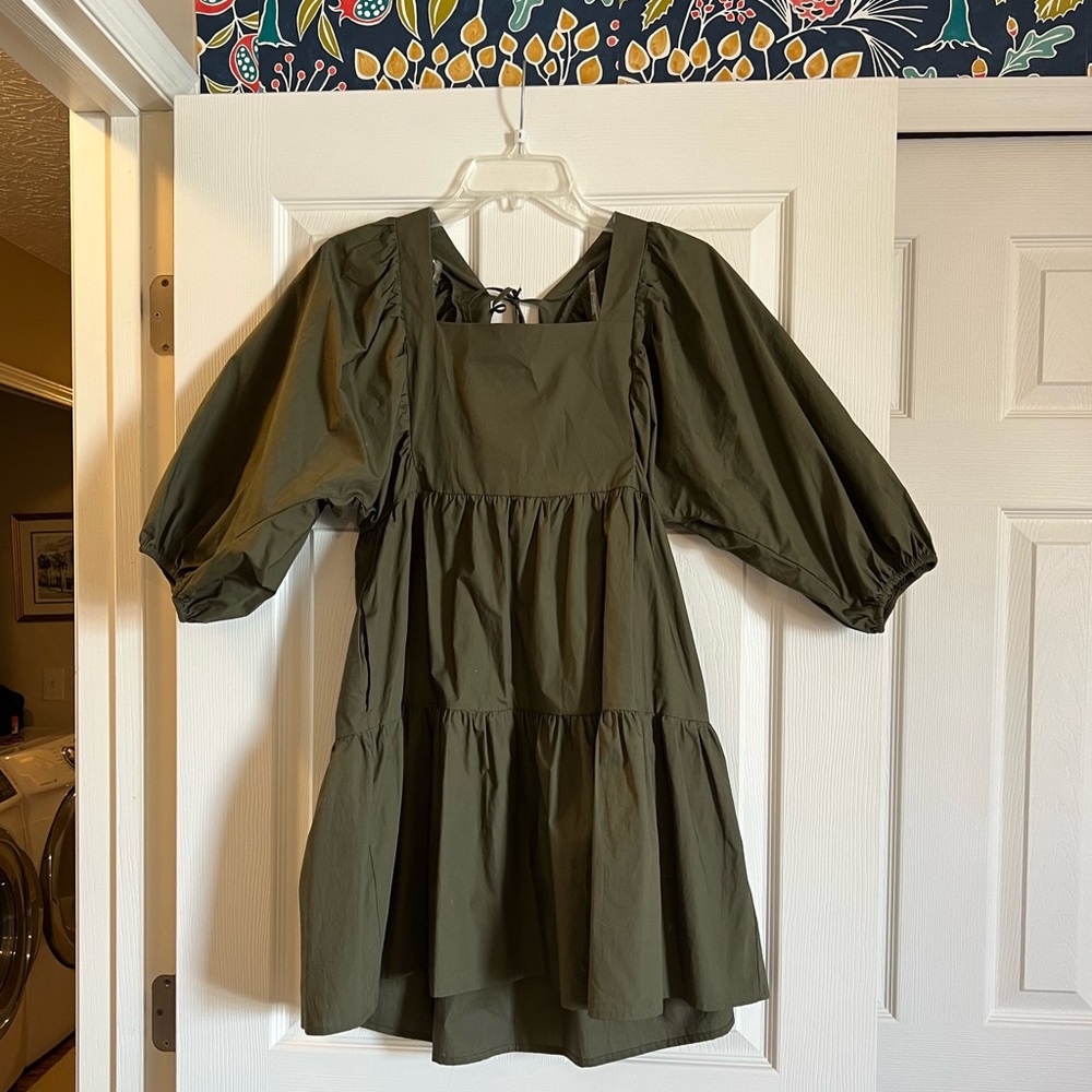 a new day Puff Sleeve Olive Green Dress
Size XS